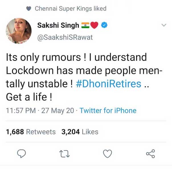 Sakshi's tweet