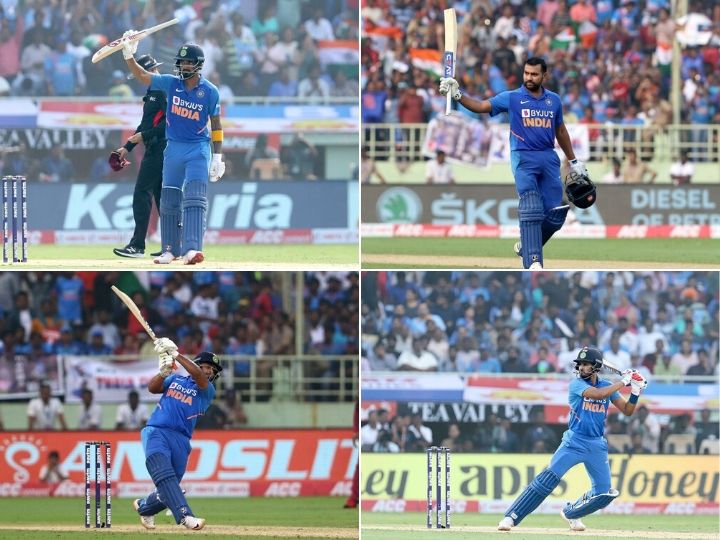 Rohit and Rahul celebrating their centuries.