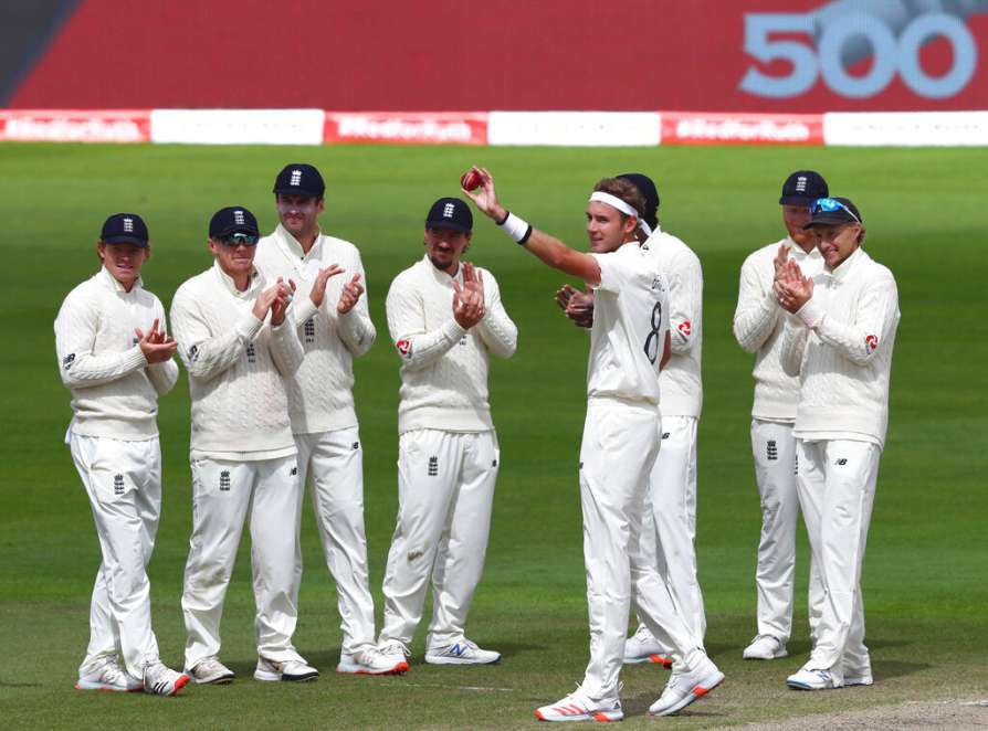 Stuart Broad becomes the seventh batsman to reach the 500 benchmark.